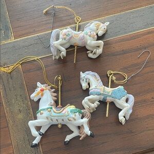 3 - Carousel Horse Ornaments Set - Multicolor